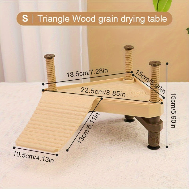Wood Grain Basking Platform for Turtles, Plastic Climbing Rest, Deep Water Floating Habitat, High Water Level Ecological Ladder, Large Turtle Tank Accessory