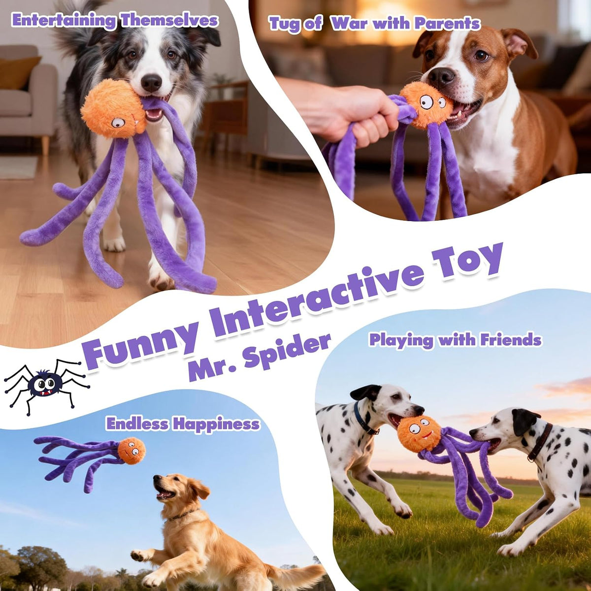 Halloween Squeaky Dog Toy for Aggressive Chewers, Hidden Squeaky Ball Inside, Interactive Crinkle Toy to Keep Them Busy, Dog Ball for Medium Large Dogs