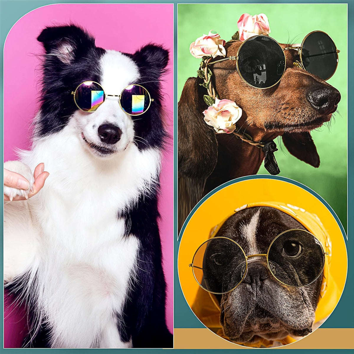 Dog Sunglasses for Small Dog Halloween, Modern Style, Gold, Black