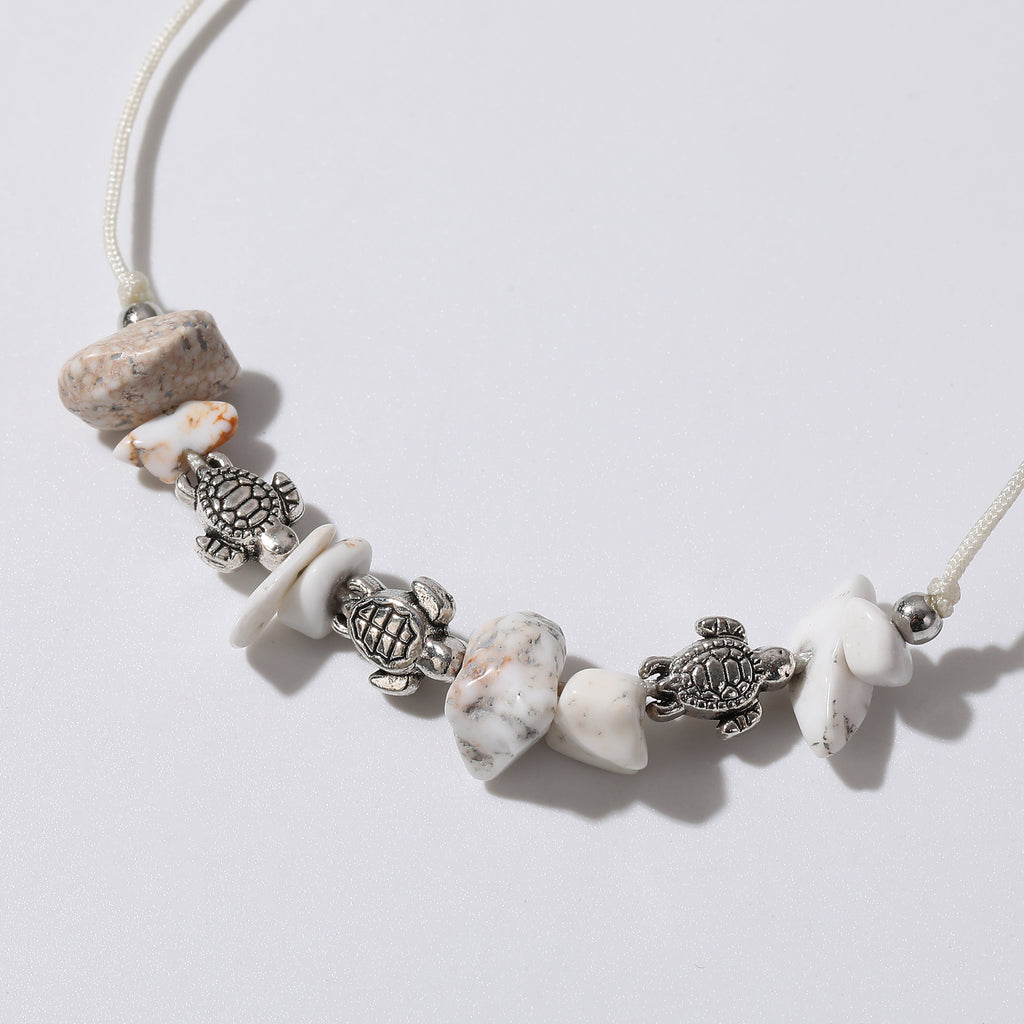 Valentine Mother’s Day Party Gift Assorted Adjustable string Bracelet with silvery small Turtles and stones