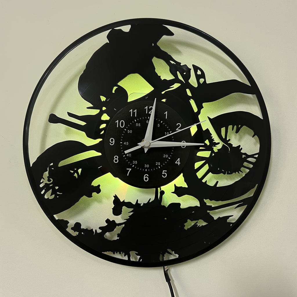 [Unique Vinyl LED Clock] Unique Luminous Vinyl LED Wall Clock | Handmade Running Horse Design Home Wall Art Decor for Living Room, Bedroom, Office, Garage, Kitchen | Original Gift for Birthday, Mothers Day, Spring Season, Gra