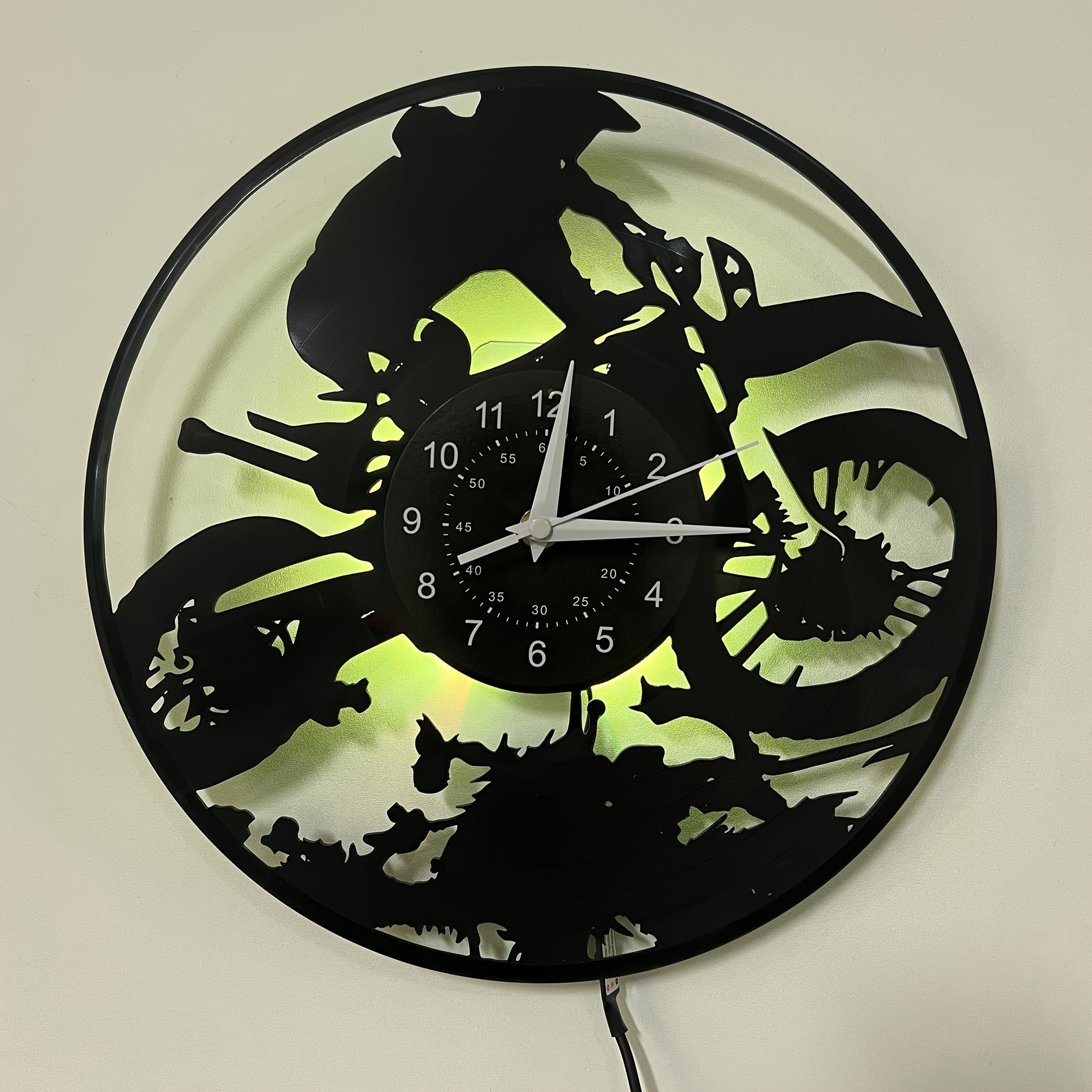 [Unique Vinyl LED Clock] Unique Luminous Vinyl LED Wall Clock | Handmade Running Horse Design Home Wall Art Decor for Living Room, Bedroom, Office, Garage, Kitchen | Original Gift for Birthday, Mothers Day, Spring Season, Gra