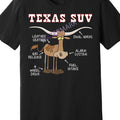 Men's Funny Texas SUV Cow Graphic T-Shirt - 100% Cotton, Short Sleeve, Black, Casual & Comfortable Fit, Machine Washable, Round Neck, Funny Longhorn Design with Dual Horns & Alarm System