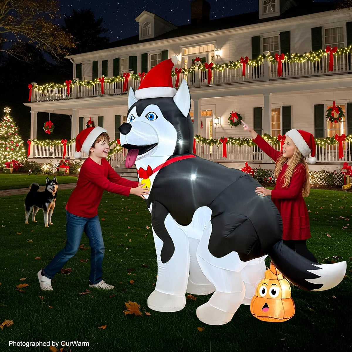 5FT Inflatable Husky Christmas Decoration for Outdoor Use