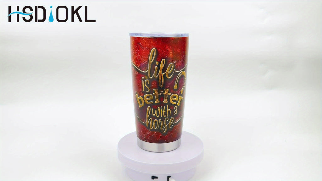 [20Oz Stainless Steel Travel Tumbler] 20Oz Metal Horse Stainless Steel Tumbler,Metal Horse Print Double Wall Vacuum Insulated Travel Mug, Gifts for Parents, Relatives And Friends