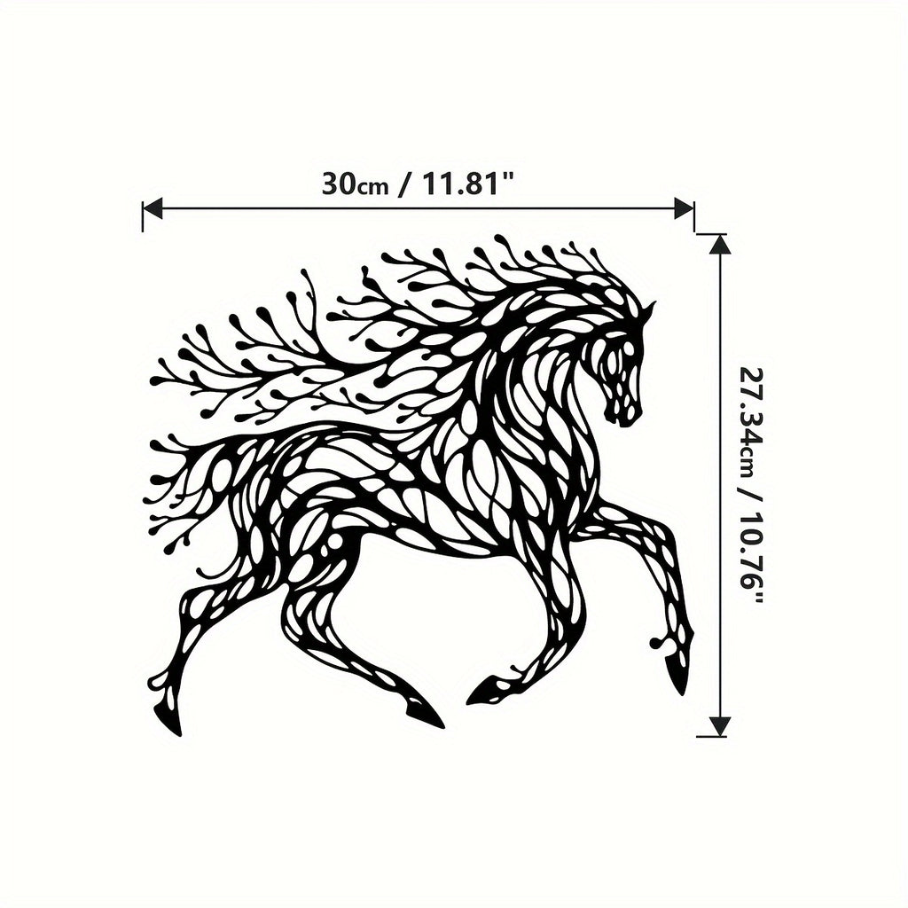 1pc Handcrafted Metal Horse Wall Art - Unique Equestrian Theme Decor for Rustic Farmhouse, Home Office, and Outdoor Spaces - Perfect Wildlife Lover Gift with Trendy Black Tree Design