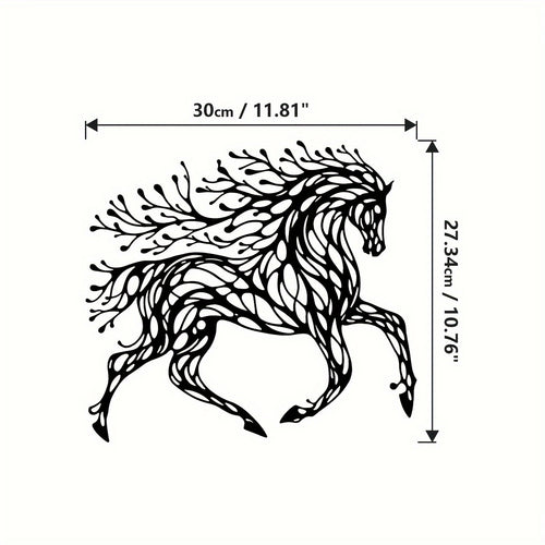 1pc Handcrafted Metal Horse Wall Art - Unique Equestrian Theme Decor for Rustic Farmhouse, Home Office, and Outdoor Spaces - Perfect Wildlife Lover Gift with Trendy Black Tree Design