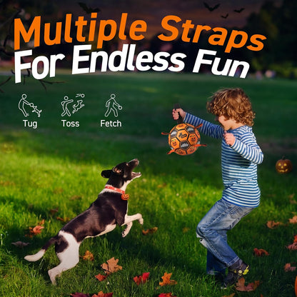 Halloween Dog Toys, Soccer Balls with Straps, 6 Inch Interactive Toys
