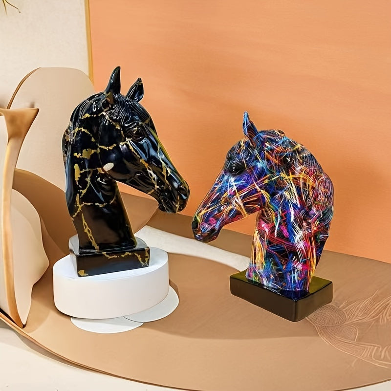 Horse Head Resin Handicraft, Perfect For Success. Living Room Decoration, Wine Cabinet, Office Entrance Decoration, Opening Gift