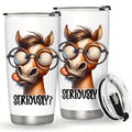 Double Wall Vacuum Insulated 20oz Stainless Steel Horse Tumbler - BPA-Free, Leakproof Coffee Travel Mug with Lid - Ideal Equestrian Gift for Women and Sisters on Christmas or Birthday, Horse Decor