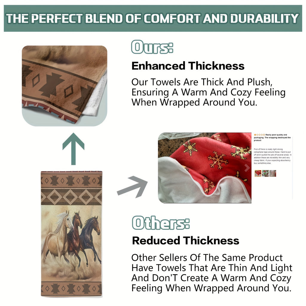 2pcs Soft Horse Pattern Hand Towels, Absorbent Fingertip Towel for Kitchen, Bathroom, Tea Bar, and Home Decor, Great Housewarming Gift