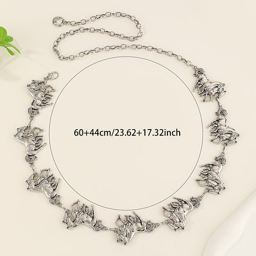 1pc Women's Metal Good Luck Double Horse Adjustable Western Cowboy Belt, Perfect for Summer Parties and Photo Shoots, Ideal Gift