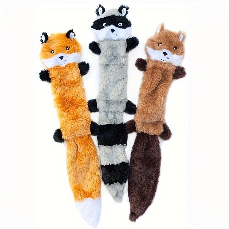 1pc Squeaky Plush Dog Toy, Fox/Raccoon/Squirrel Shaped Toy Dog Chew Toy Molar Toy For Medium Dogs