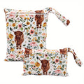 2pcs Soft Cute Cow Prints Wet Bags, Diaper Bags Christmas, Halloween, Thanksgiving Gift