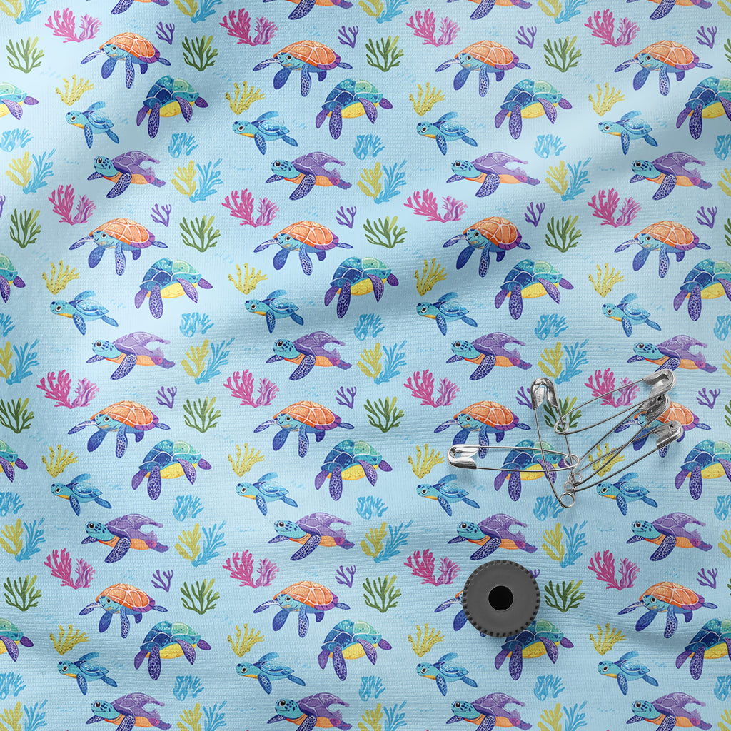 12pcs of Sea Turtles, The Spirits of The Ocean, an Icy Blue Ambiance, 12 Total Design Styles of Eighth Fabric Bundles, Polyester Patchwork, Suitable for Quilting, Crafts, Making Wallets, Gifts, Doll Clothes, Bag Making, Cushi