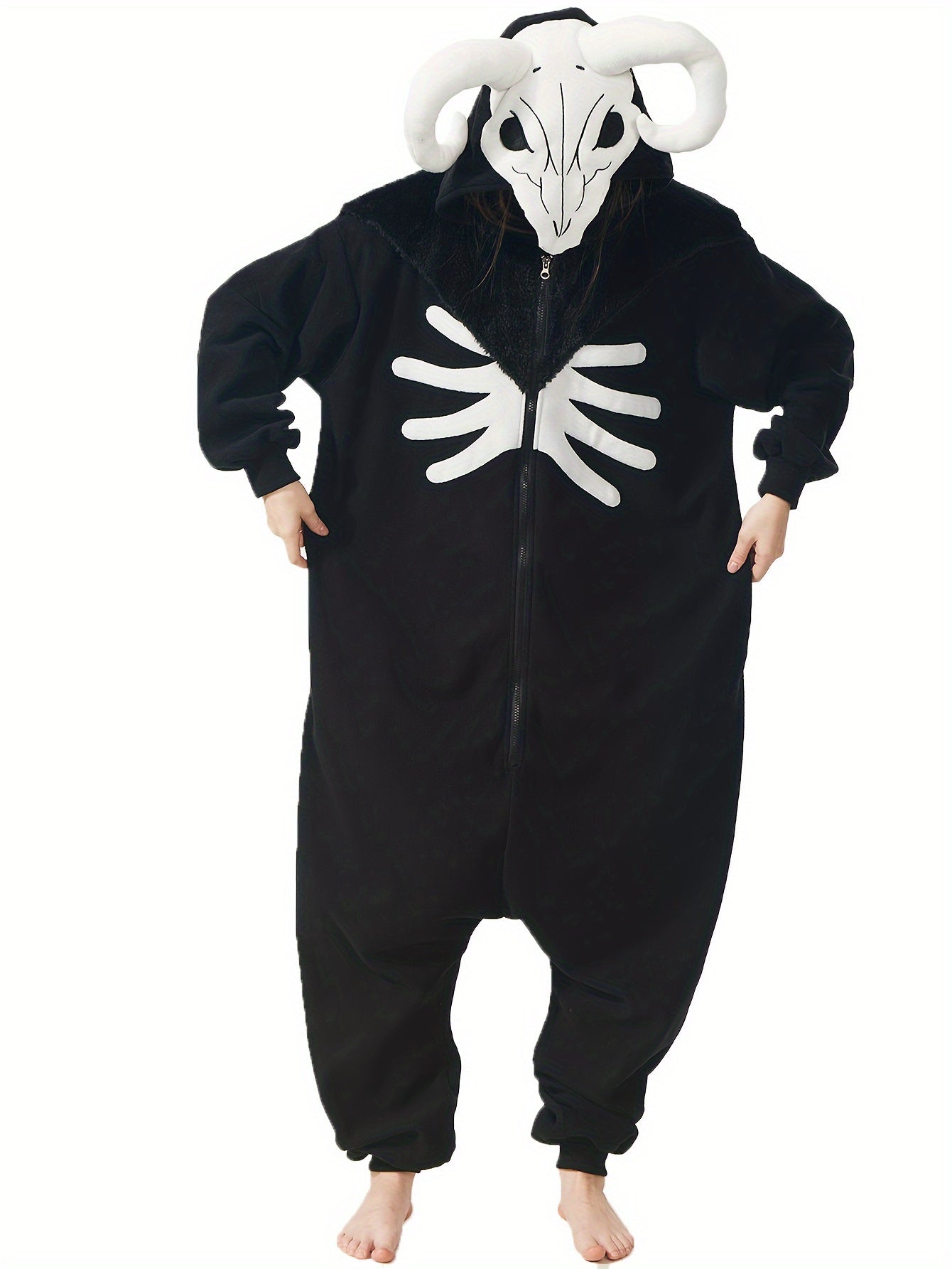 Adult Goat Demon Onesie Costume Pajamas, Halloween Christmas Mythical Creature Goat Demon Onesie Pajamas