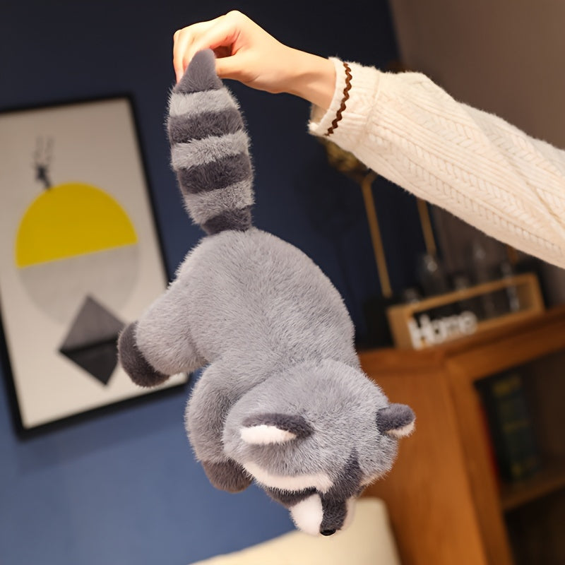 1pc Grey Raccoon Plush Doll, Soft Synthetic Stuffed Animal, Collectible Lesser Panda Plushie, Ideal for Wedding, Christmas, Halloween Decor, Room Decoration, Perfect Gift for Friends