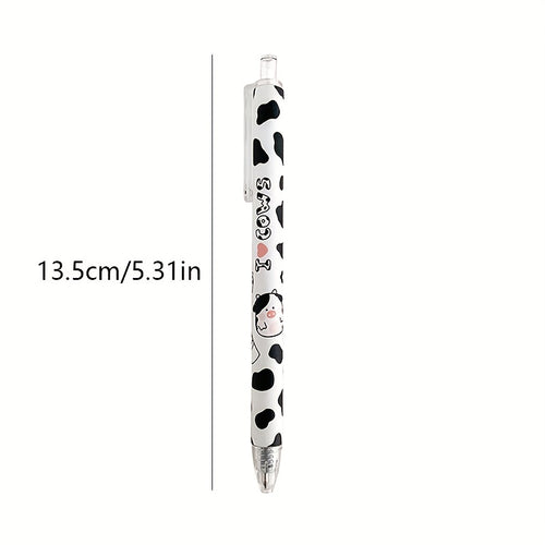 6pcs Vibrant Black Ink Cartoon Milk Cow Retractable Gel Pens Set - Fine 0.5mm Bullet Nib, Smooth Writing Experience, Ergonomic Design, Perfect for School, Office, and Artistic Creations