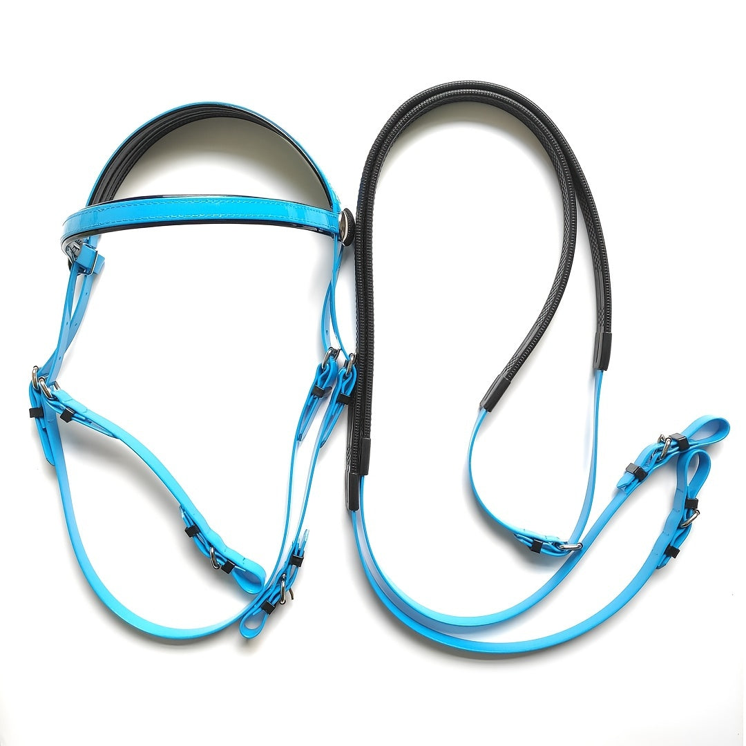 Durable TPU Equestrian Gear Set - Vibrant Colors, Sturdy Halter & Reins with Detachable Nose Cuffs for Horse Lovers