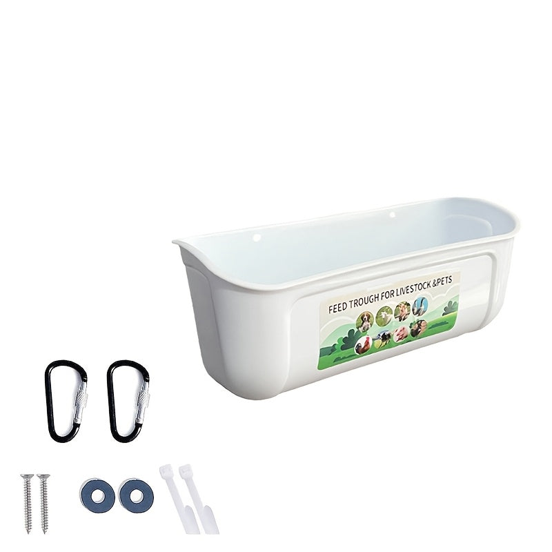 Set Of 1/2 Goat Feeders, Duck And Chicken Feeders And Drinkers, Hanging Fence Trough with Clips, Suitable for Goats, Sheep, Piglets, Geese, Turkeys, Dogs, And Poultry, Comes with A Feed Spoon, Black