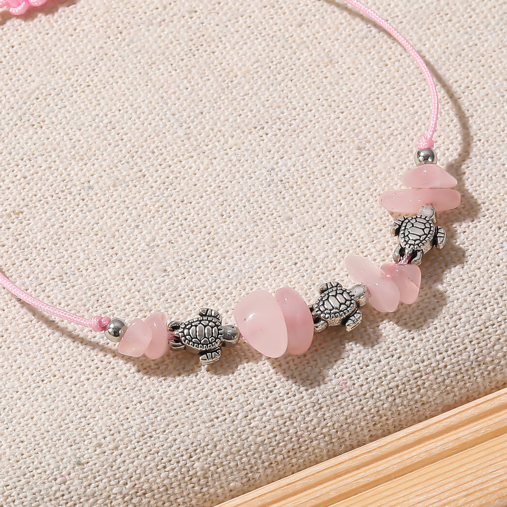 Valentine Mother’s Day Party Gift Assorted Adjustable string Bracelet with silvery small Turtles and stones
