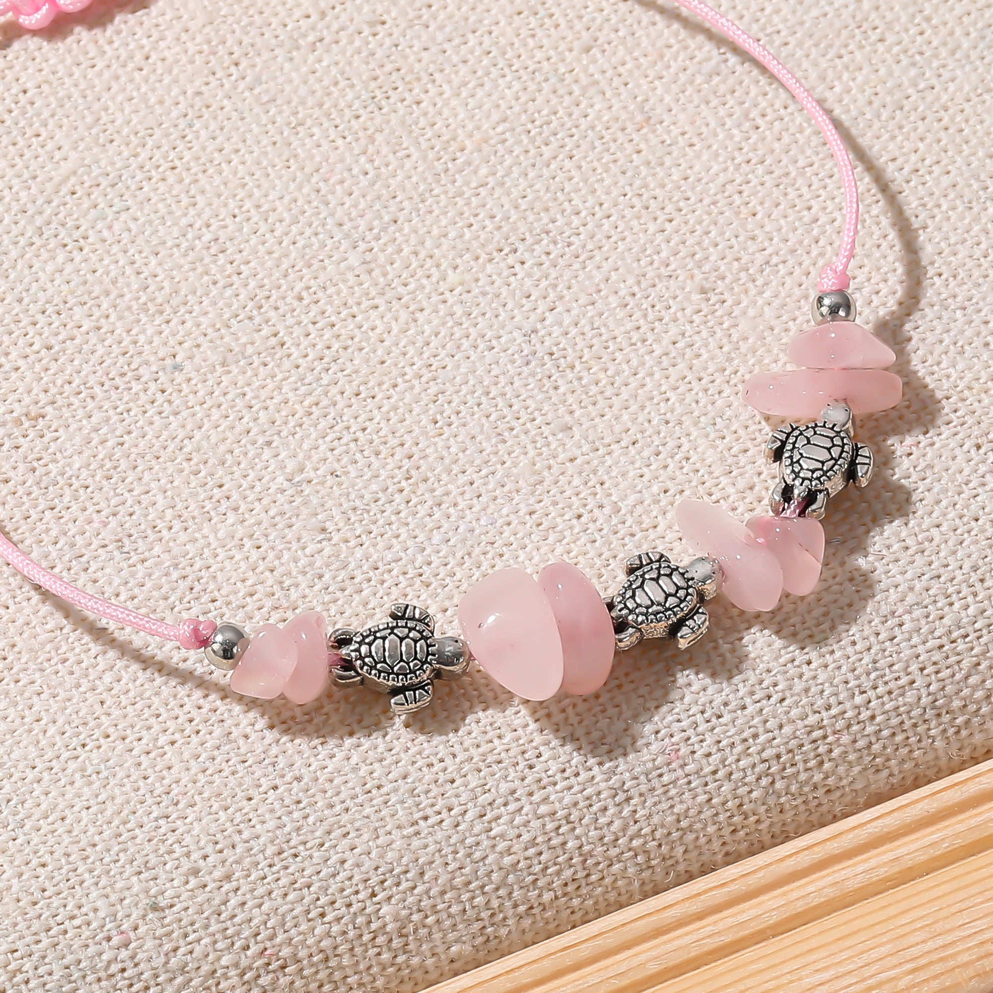 Valentine Mother’s Day Party Gift Assorted Adjustable string Bracelet with silvery small Turtles and stones