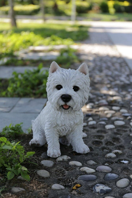 Gift Ltd Sitting Terrier Dog Statue, White