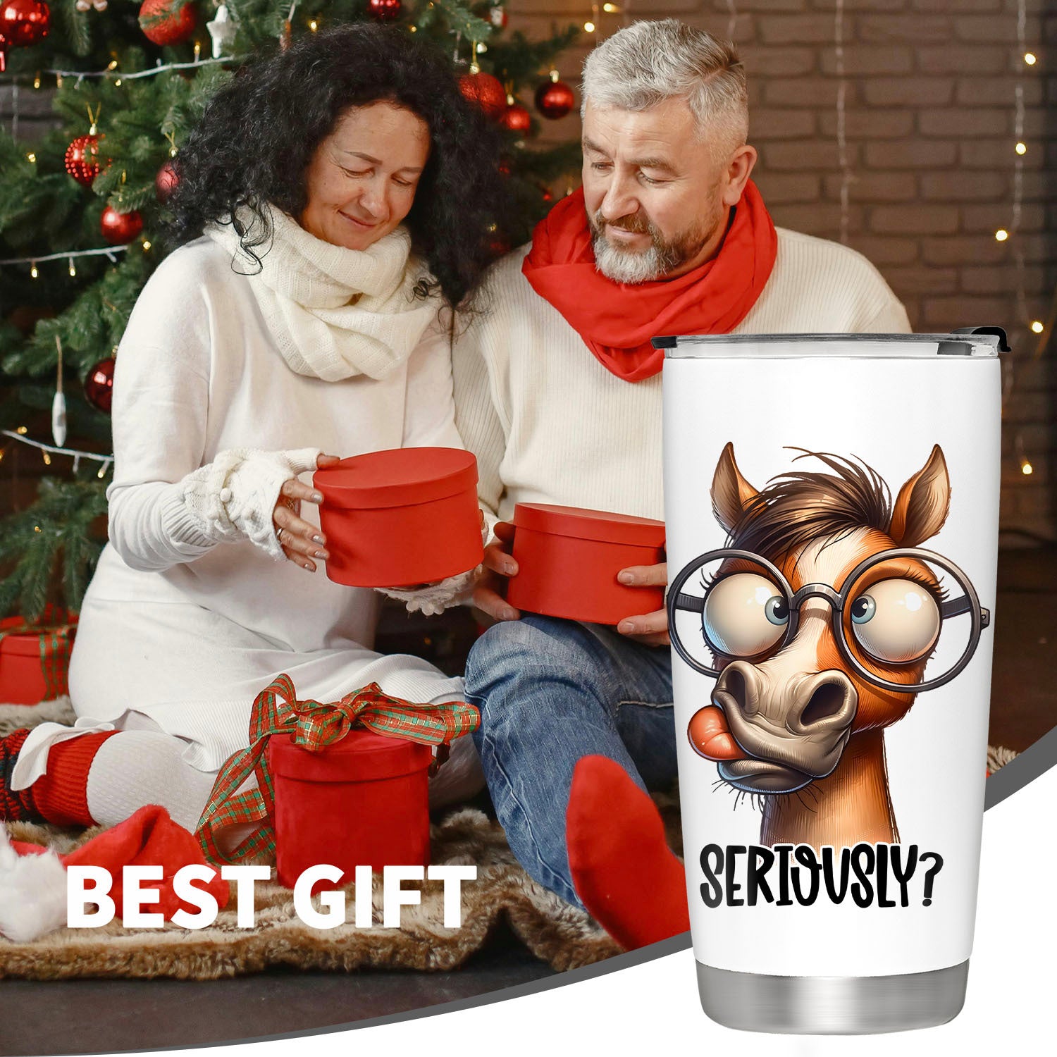 Double Wall Vacuum Insulated 20oz Stainless Steel Horse Tumbler - BPA-Free, Leakproof Coffee Travel Mug with Lid - Ideal Equestrian Gift for Women and Sisters on Christmas or Birthday, Horse Decor