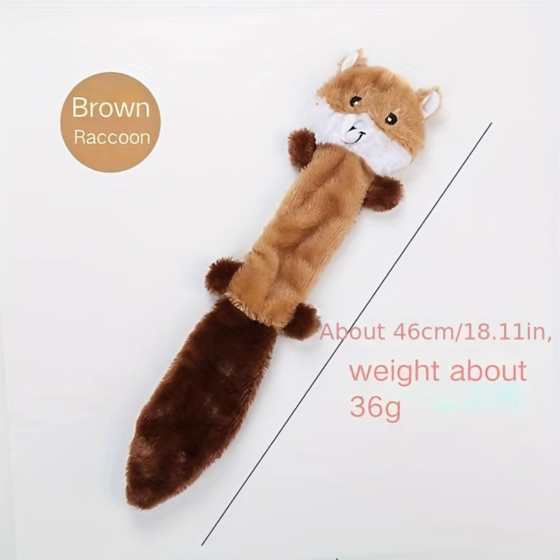 1pc Squeaky Plush Dog Toy, Fox/Raccoon/Squirrel Shaped Toy Dog Chew Toy Molar Toy For Medium Dogs