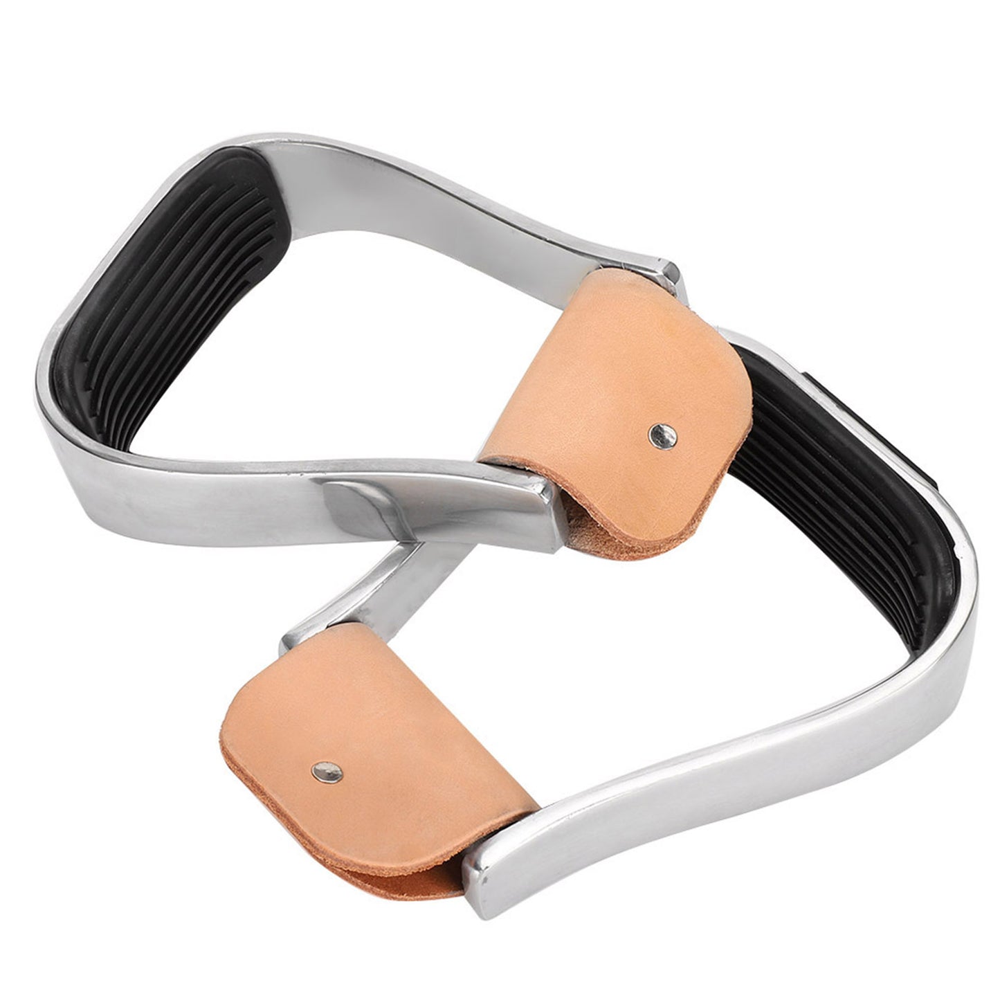 1 Pair Equestrian Aluminum Alloy Stirrups with Cushioned Leather Pads - Durable Horse Riding Saddle Tack Overshoes, Black