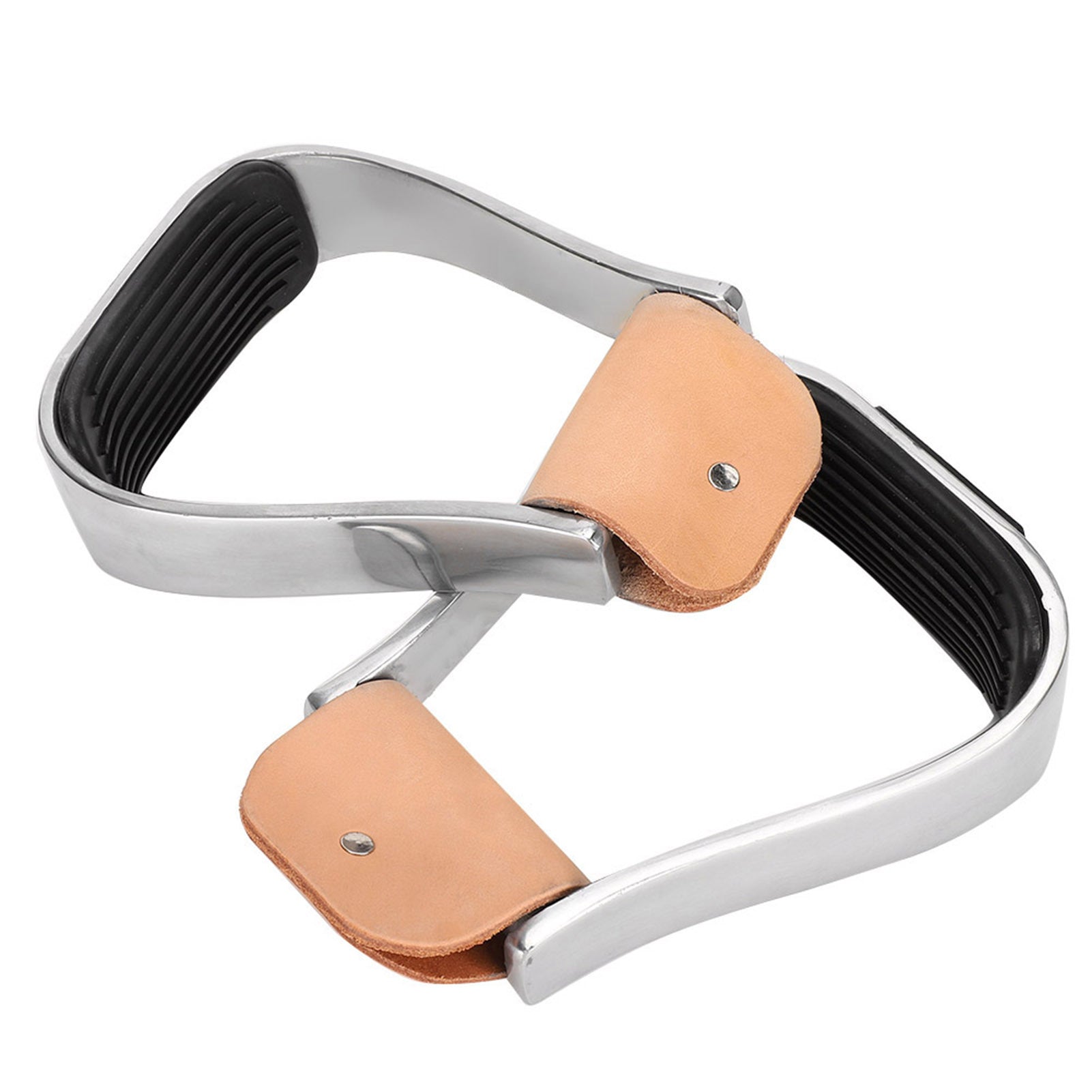 1 Pair Equestrian Aluminum Alloy Stirrups with Cushioned Leather Pads - Durable Horse Riding Saddle Tack Overshoes, Black