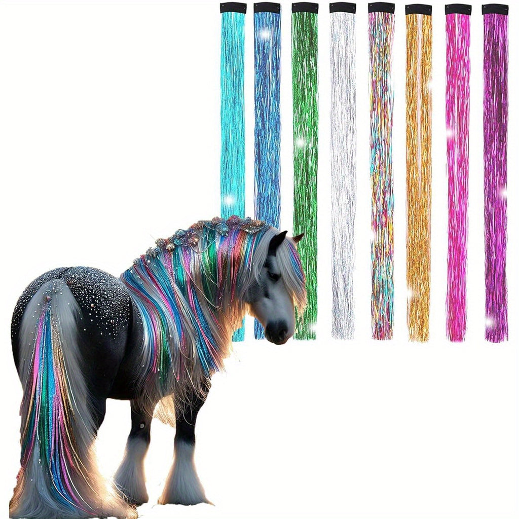 Dielianyi Horse Bling Accessory Mane and Tail Bling Pony Hair Tinsel for Western Bride Horse Lover