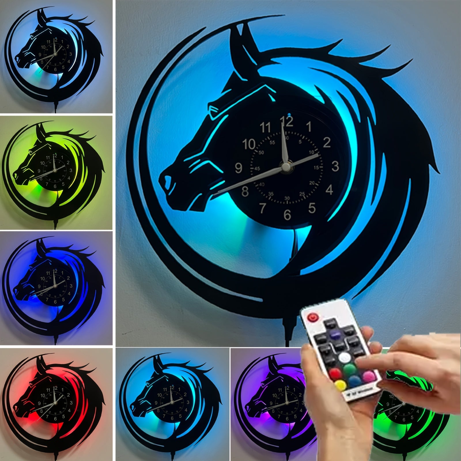 Luminous Vinyl Wall Clock Designed for Horse Enthusiasts, Perfect for Decorating Living Rooms And Bedrooms. an Ideal Gift for Birthdays And Christmas for Friends And Loved Ones. Note: Battery Not Included