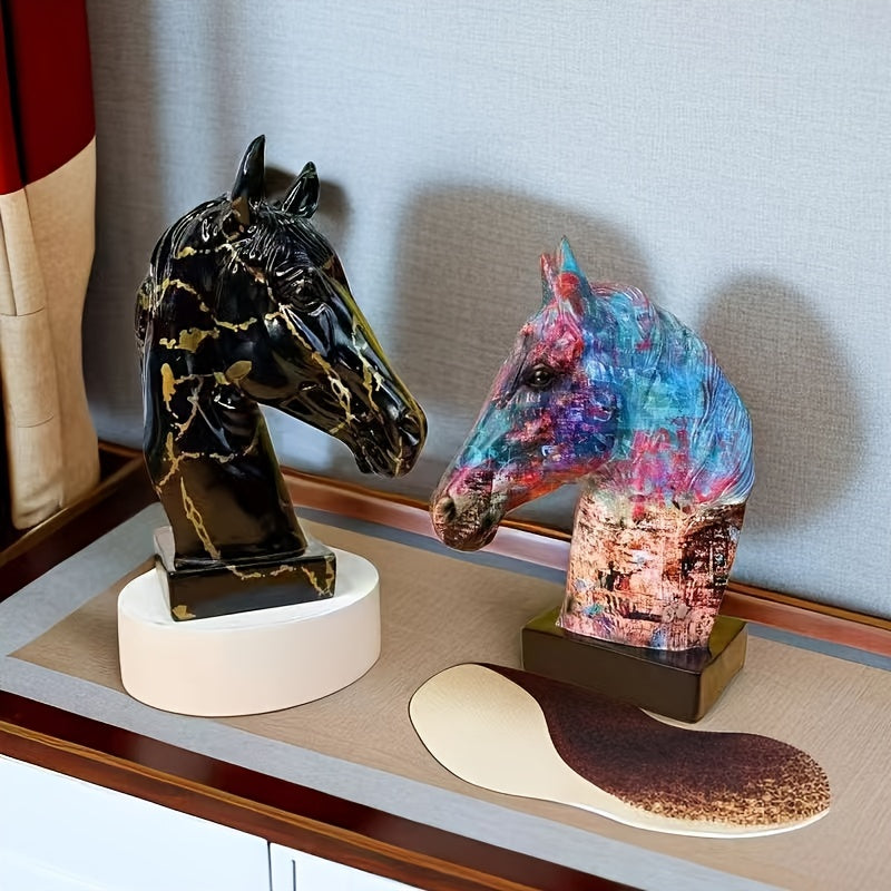 Horse Head Resin Handicraft, Perfect For Success. Living Room Decoration, Wine Cabinet, Office Entrance Decoration, Opening Gift