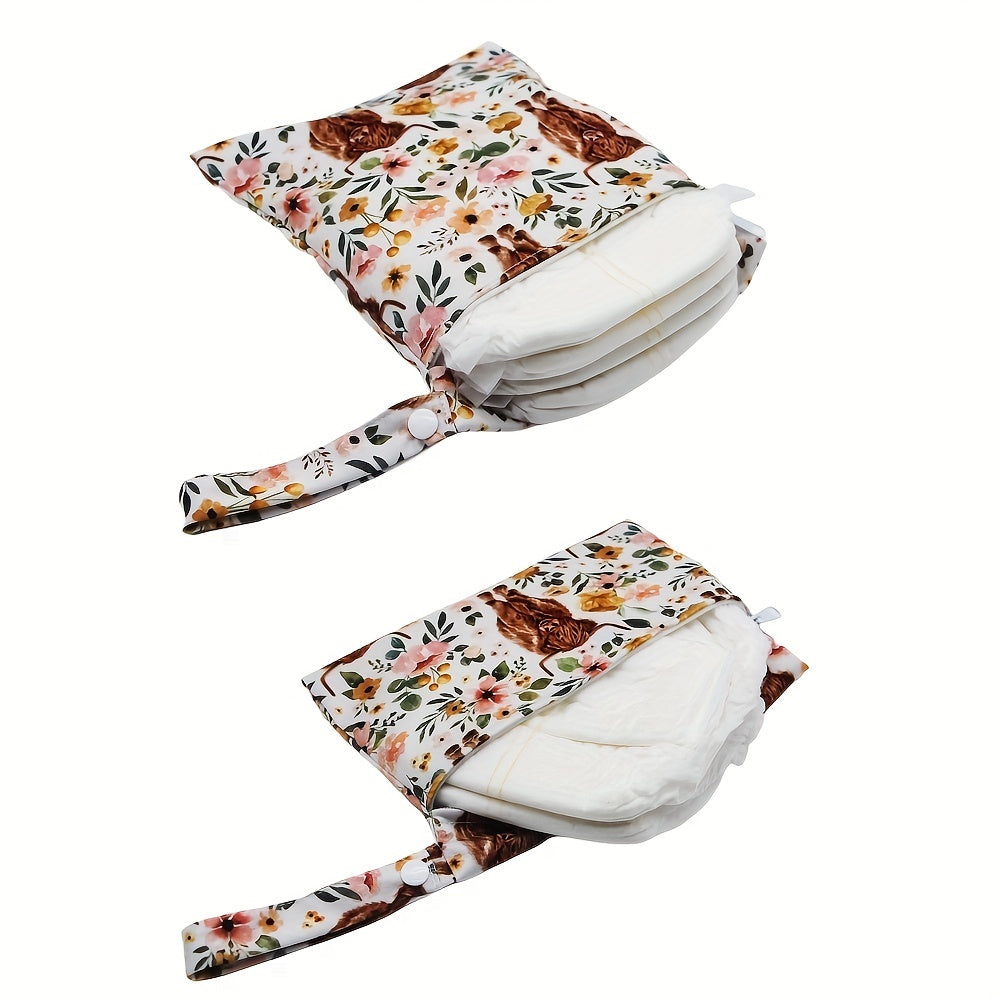 2pcs Soft Cute Cow Prints Wet Bags, Diaper Bags Christmas, Halloween, Thanksgiving Gift
