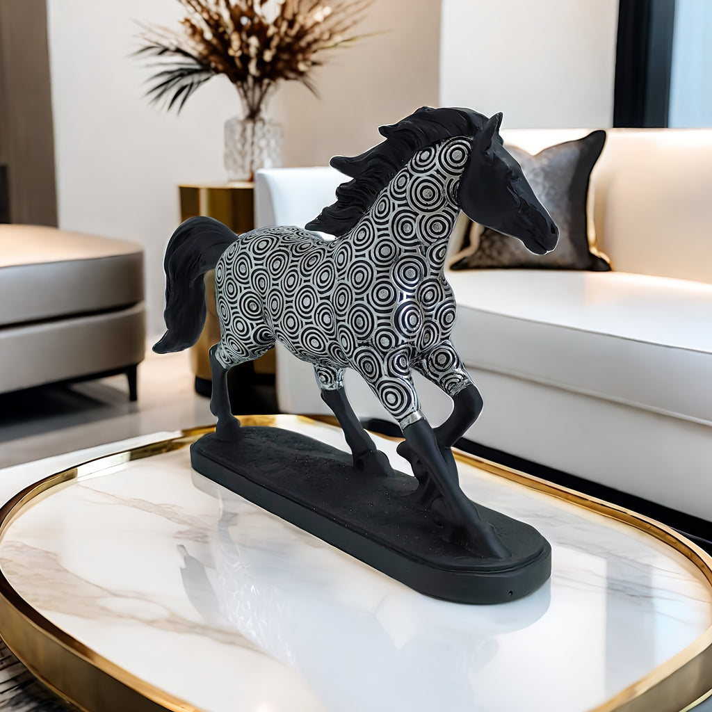 Elegant Zodiac Horse Statue - Resin Craft For Office, Living Room, Or Wine Cabinet Decor