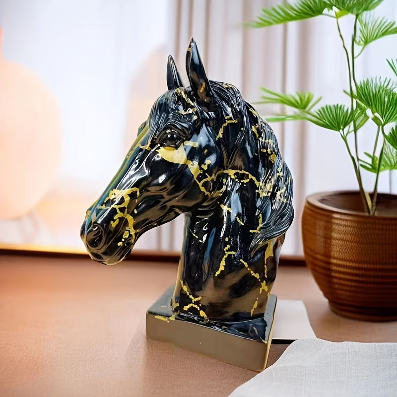 Horse Head Resin Handicraft, Perfect For Success. Living Room Decoration, Wine Cabinet, Office Entrance Decoration, Opening Gift