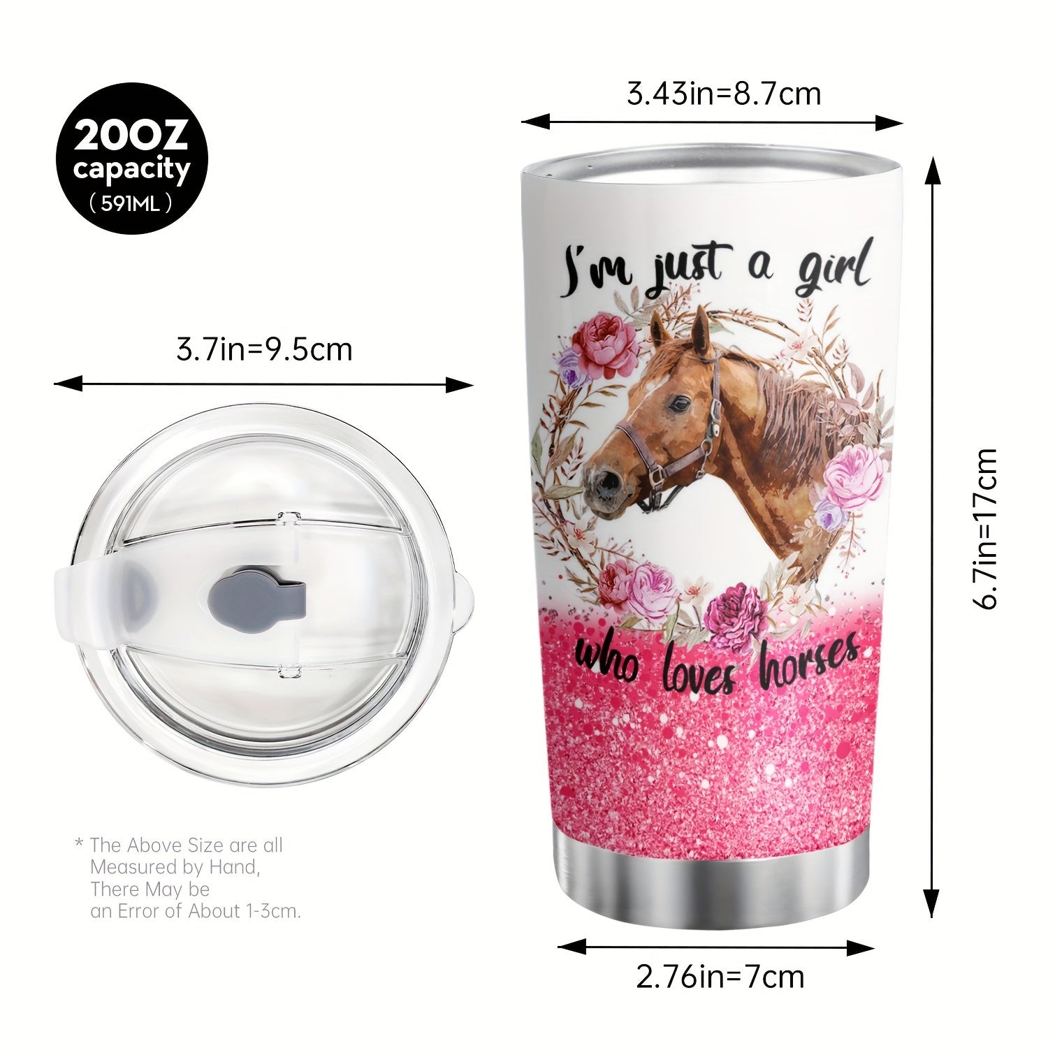 Horse Lover's Insulated Stainless Steel Tumbler with Lid - Double Vacuum Coffee Mug for Home, Office, and Travel - Reusable & Hand Wash Only