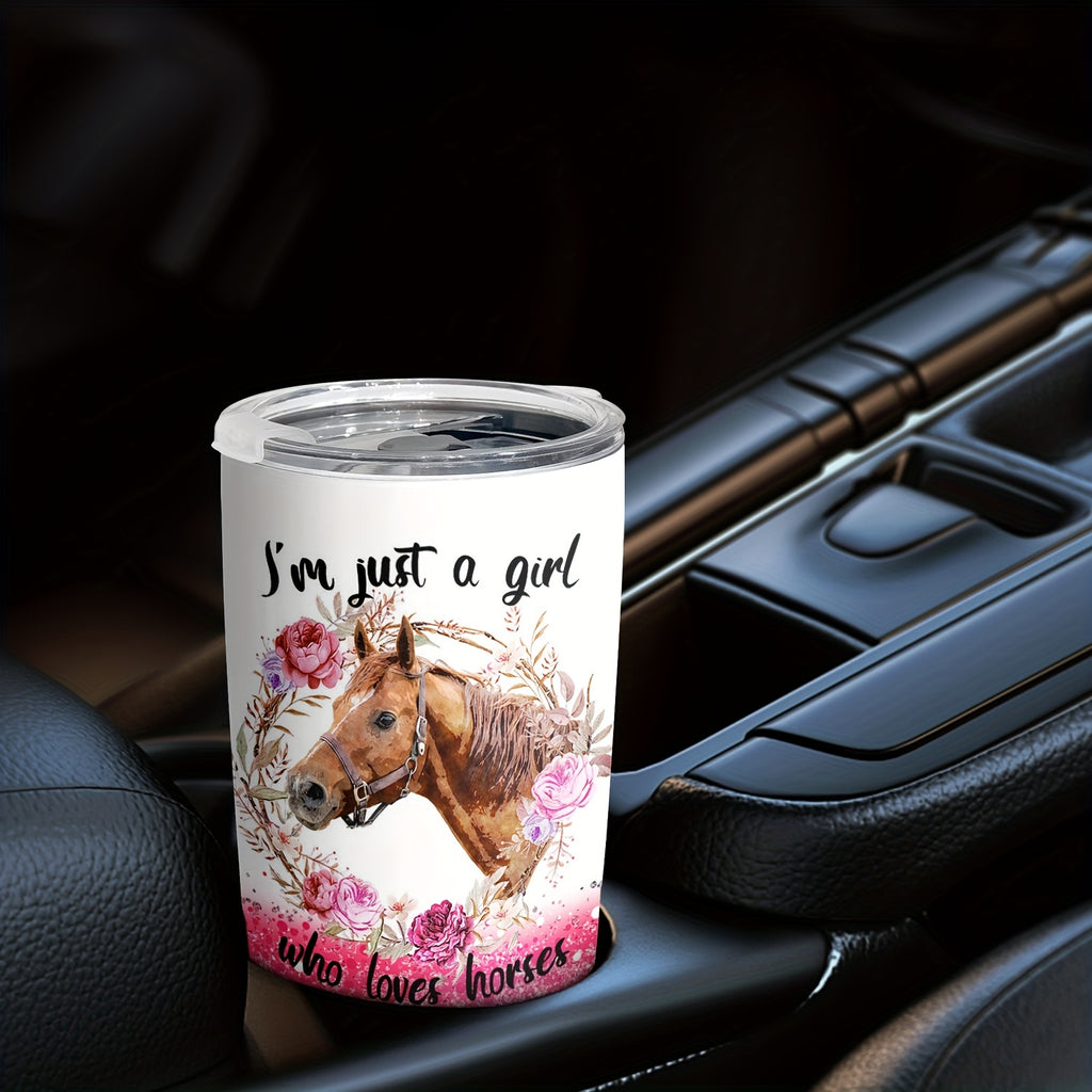 Horse Lover's Insulated Stainless Steel Tumbler with Lid - Double Vacuum Coffee Mug for Home, Office, and Travel - Reusable & Hand Wash Only