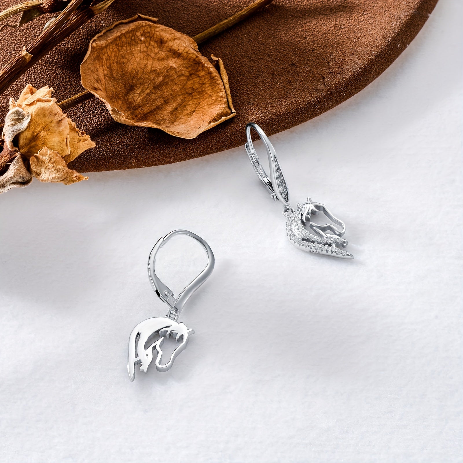 Horse Earrings 925 Sterling Silver Horse Leverback Dangle Drop Earrings Horse Jewelry Gifts for Women Horse Lover