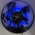 [Unique Vinyl LED Clock] Unique Luminous Vinyl LED Wall Clock | Handmade Running Horse Design Home Wall Art Decor for Living Room, Bedroom, Office, Garage, Kitchen | Original Gift for Birthday, Mothers Day, Spring Season, Gra