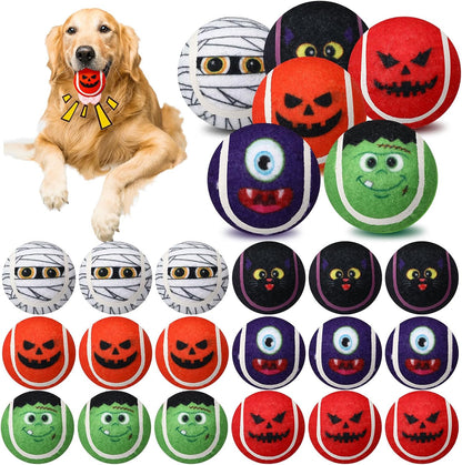 6 Pcs Halloween Dog Toys Bulk, 2.5 Inch Squeaky Tennis Balls Gifts