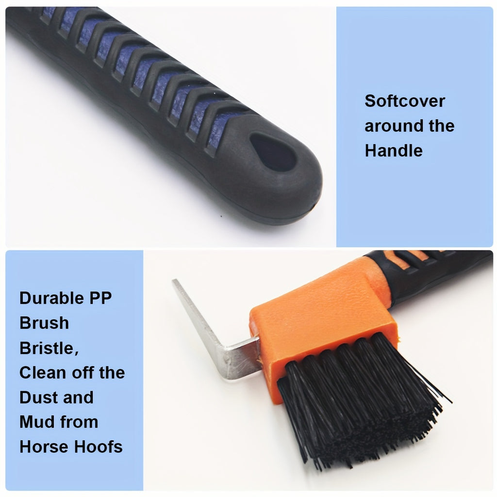 Comfortable Horse Hoof Grooming Tool - Horse Equestrian Brushing Cleaning Horse Hooves Home Work Boots Hoof Rasp Supplies - Durable Metal & Rubber - For Horse Owners & Equestrians - Suitable for Daily Hoof Care - Great Gift f
