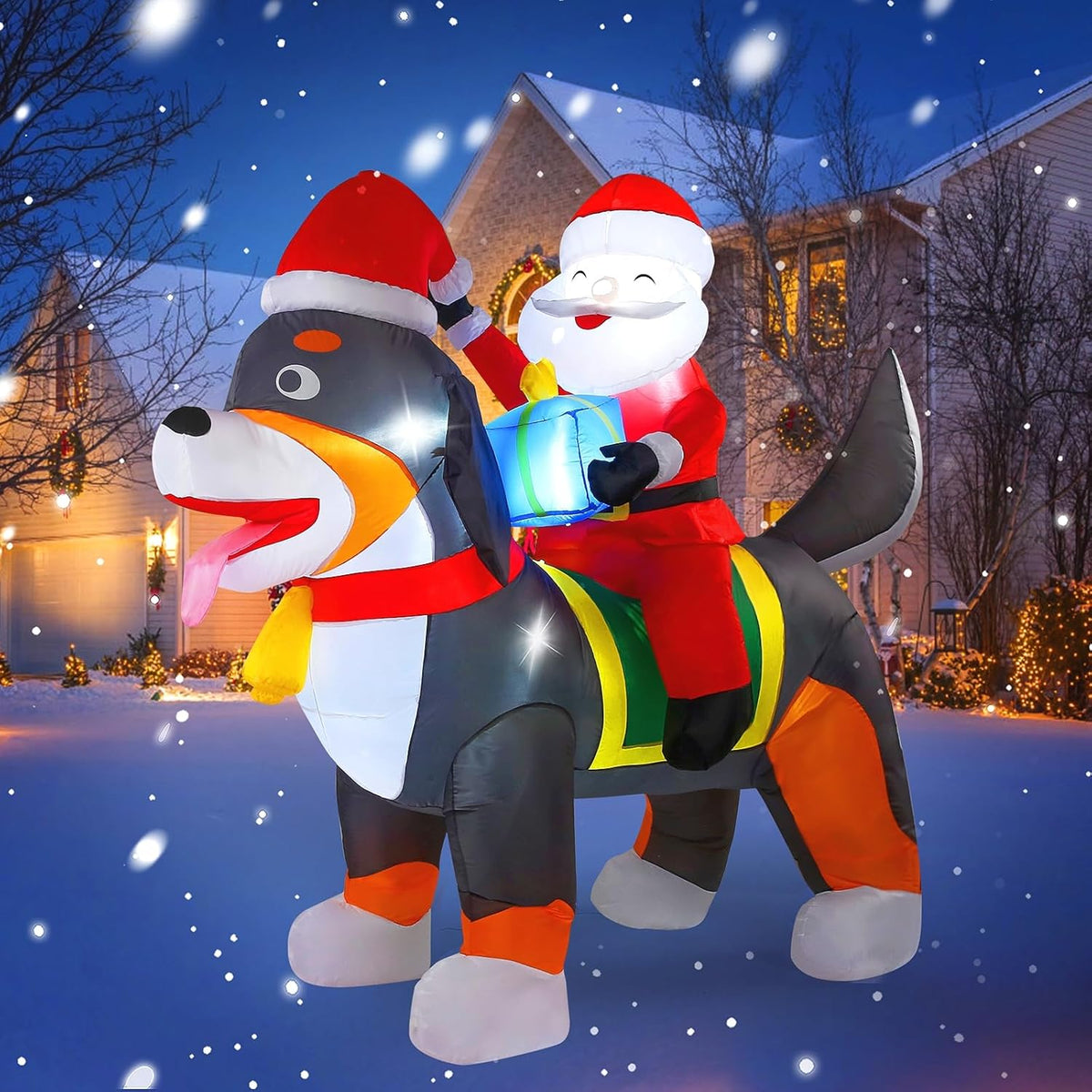 7.2 FT Outdoor Christmas Inflatable Decoration with Built-in LED Lights for Yard, Roof, and Lawn