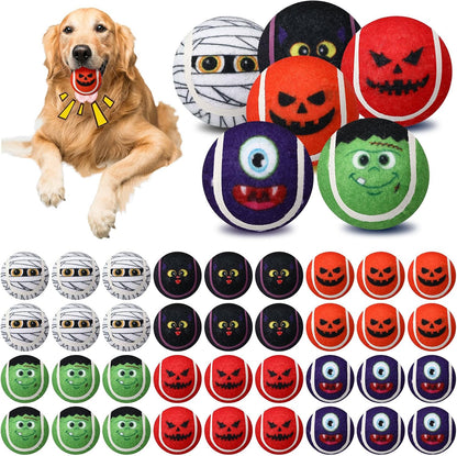 6 Pcs Halloween Dog Toys Bulk, 2.5 Inch Squeaky Tennis Balls Gifts