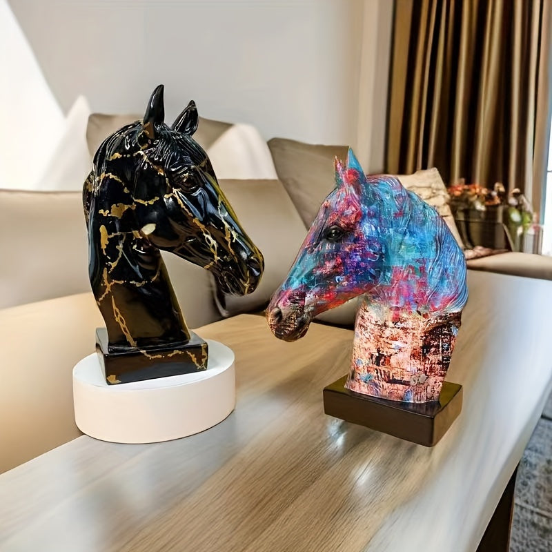 Horse Head Resin Handicraft, Perfect For Success. Living Room Decoration, Wine Cabinet, Office Entrance Decoration, Opening Gift