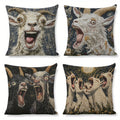 4pcs Screaming Goat Funny Design Throw Pillow Covers - Double-Sided Print, 4 Unique Patterns, Modern Home Decor for Sofa Bedroom Living Room, Zipper Closure, Machine Washable (No Insert), Decorative Pillows