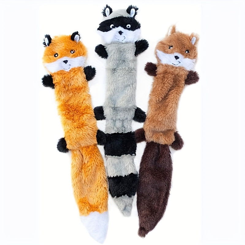 1pc Squeaky Plush Dog Toy, Fox/Raccoon/Squirrel Shaped Toy Dog Chew Toy Molar Toy For Medium Dogs