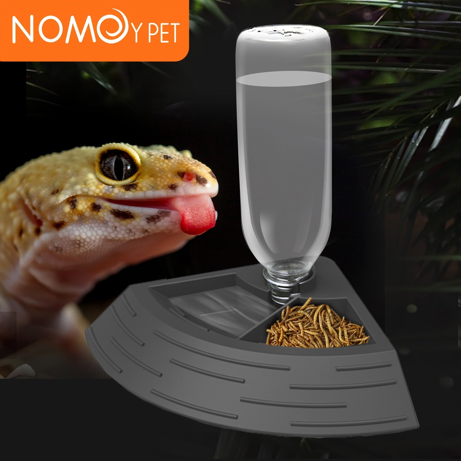 2 In 1 Reptile Water Dish & Food Dish With Automatic Water Bottle, Bearded Dragon Plastic Food Feeder Dish Terrarium Feeder Bowls For Leopard Gecko, Lizard, Frog, Snake & Chameleon