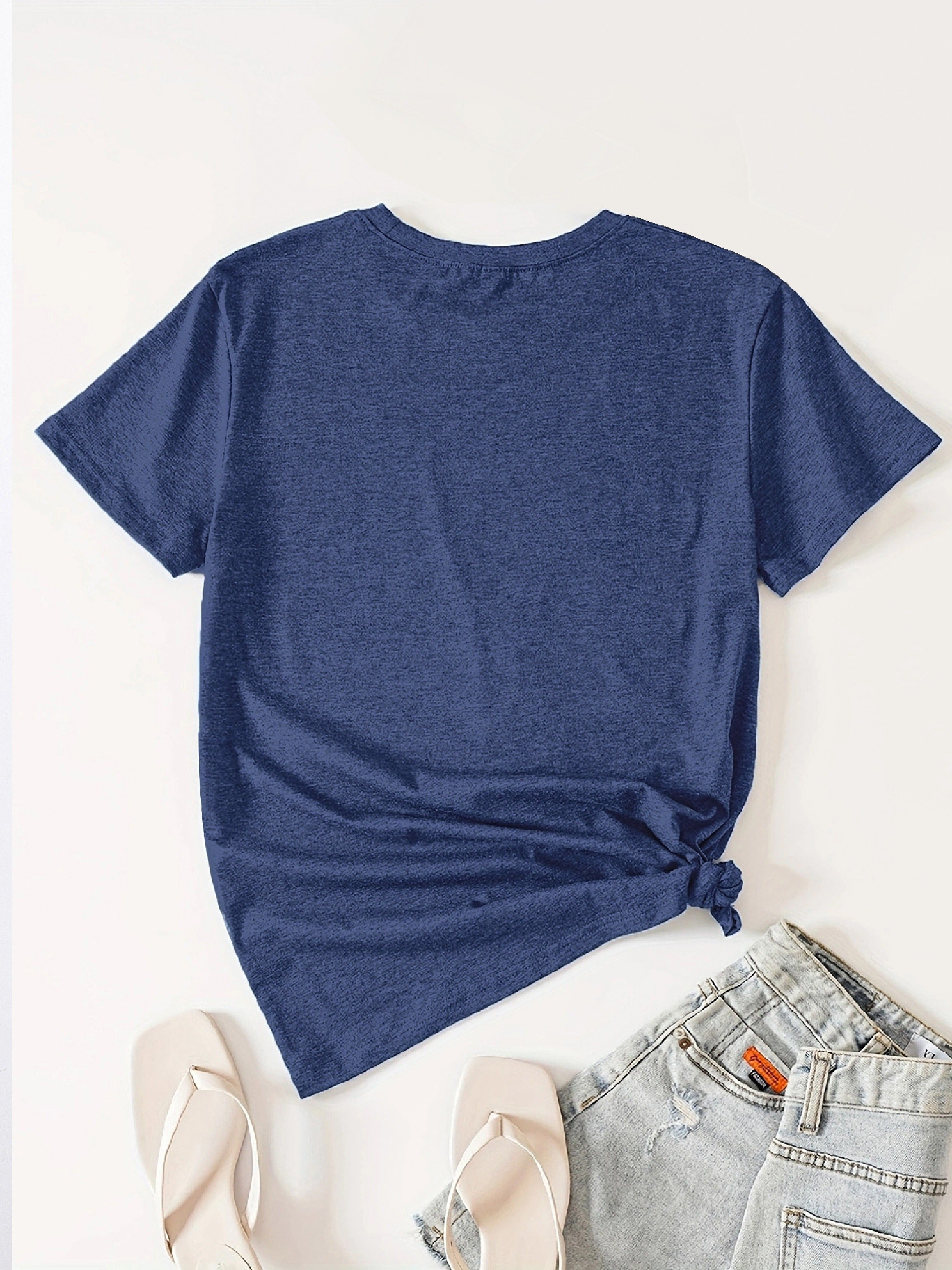 Rodeo Cow Head Print T-shirt, Casual Crew Neck Short Sleeve T-shirt, Women's Clothing